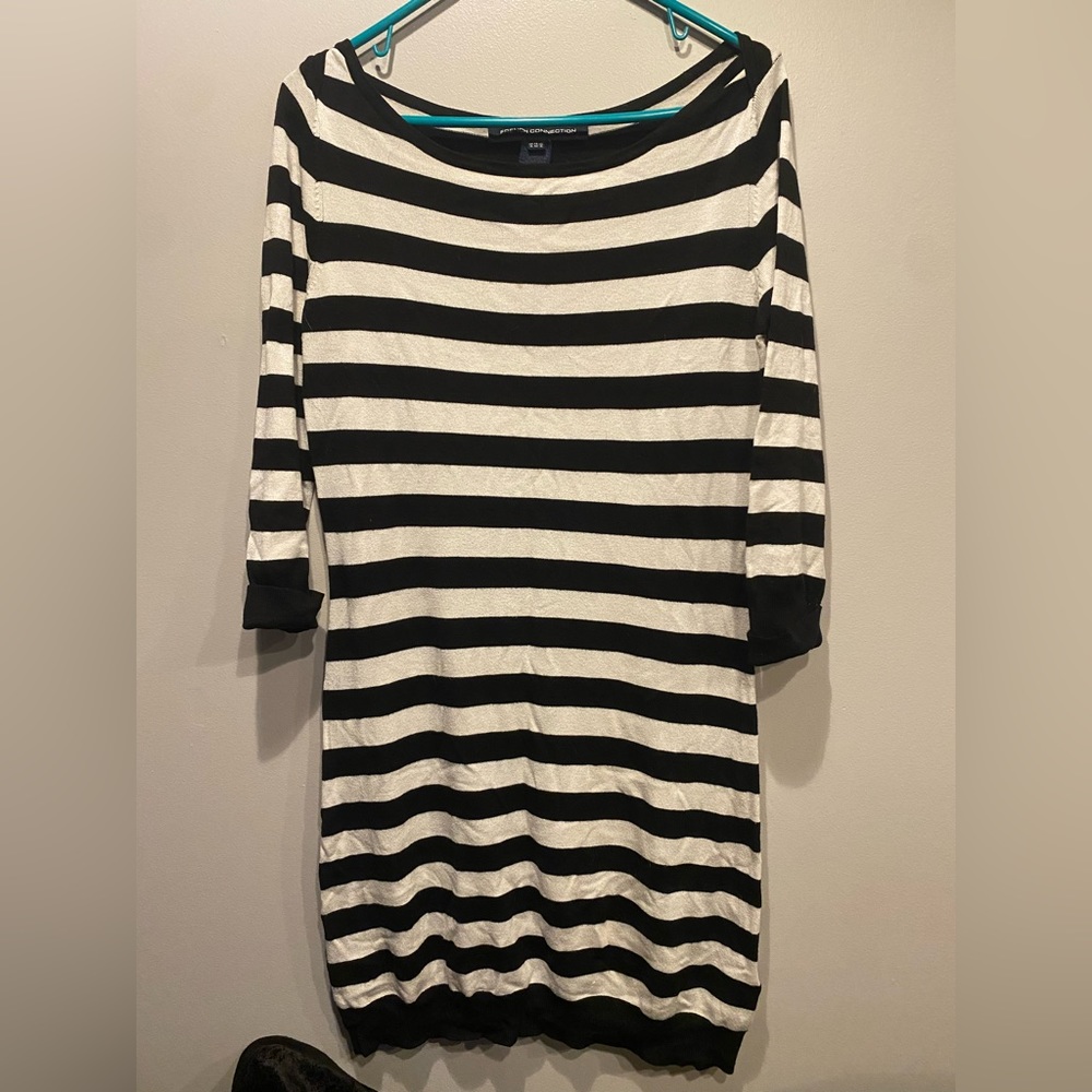 Black and white striped bodycon dress